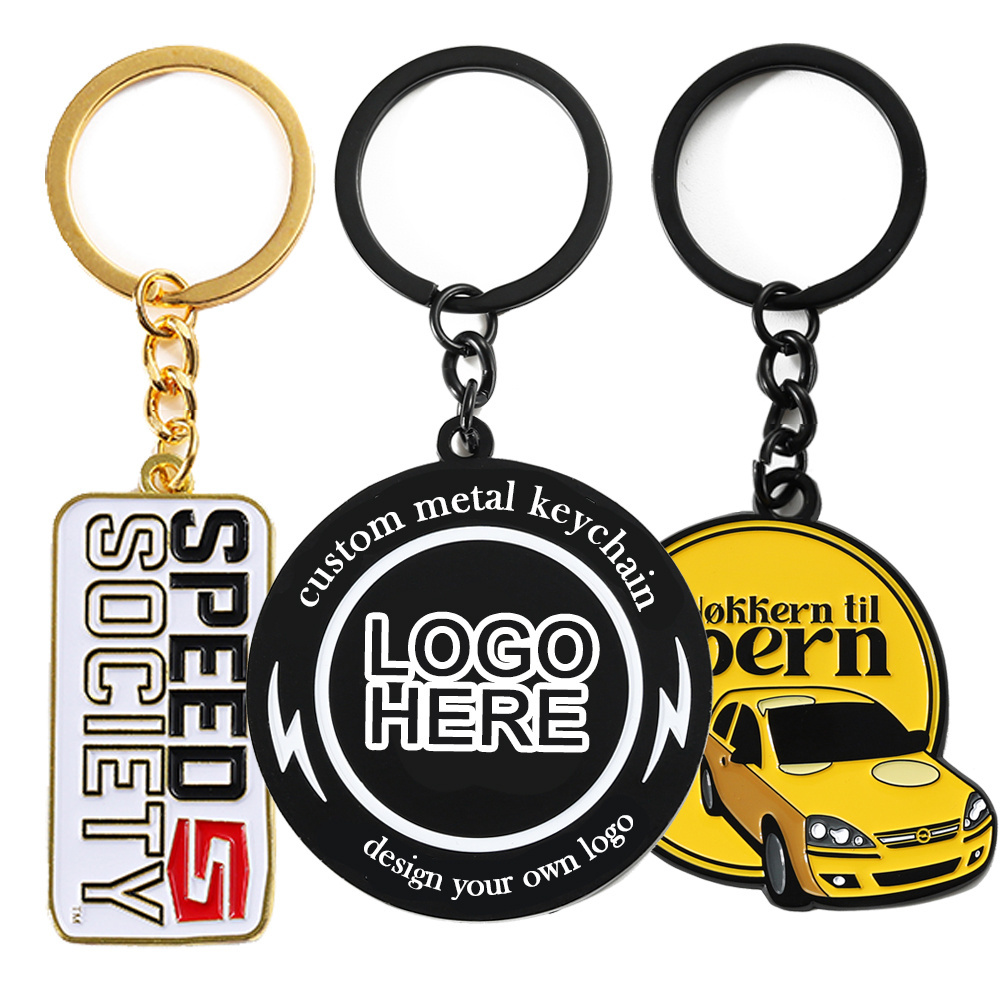 Alloy Metal Key Chains Keyring Holder Custom Shape Round Car Promotional Gift Soft Hard Enamel Custom Logo Metal Keychain