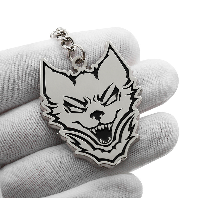 New Arrival Custom Logo Wolf Animal Metal Enamel Keyring Nickel Plating Metal  Keychains With Your Design