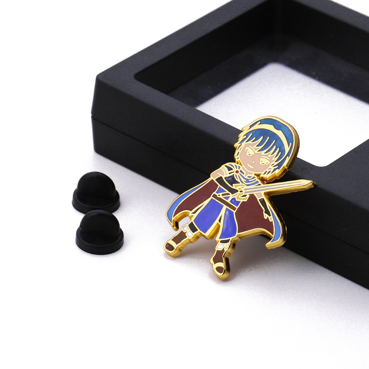 Creative design knight hard enamel plating gold zinc alloy metal lapel pin badge with butterfly clasp