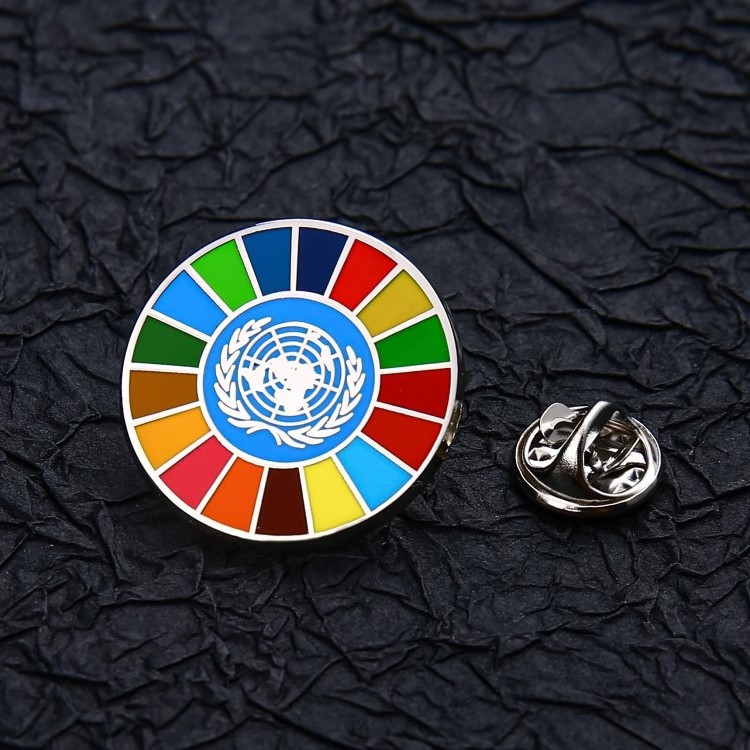 Custom Made Metal UN Sustainable Development Goals Brooch SDG Lapel Pin SDGs Pin Badge Soft Enamel Lapel Pin