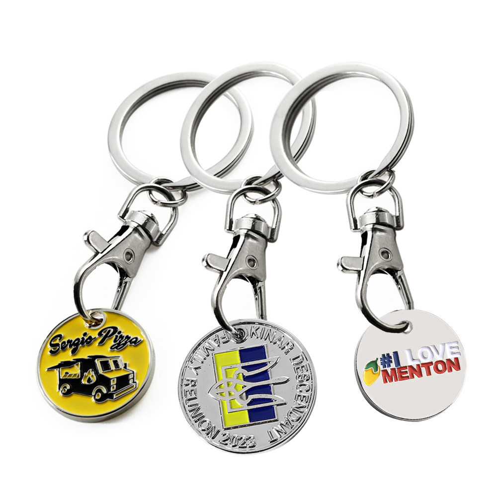 Personalised Shopping Cart Coin Trolley Token Coin Keychain Promo Metal Enamel High Quality Custom Logo Key Holder