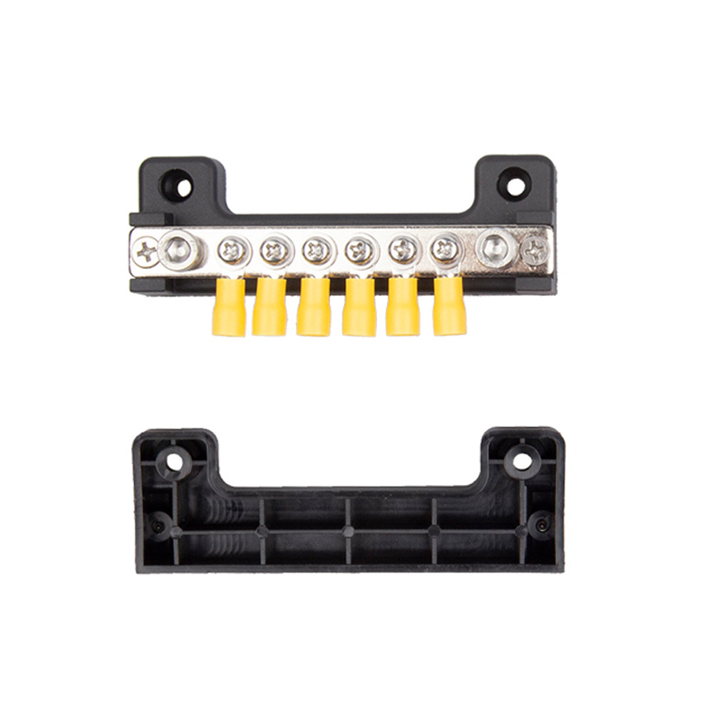 M4 Black High-Current Universal Wiring Bar 6-Way Bus Car Yacht Made of PBT Material Power Distribution Equipment