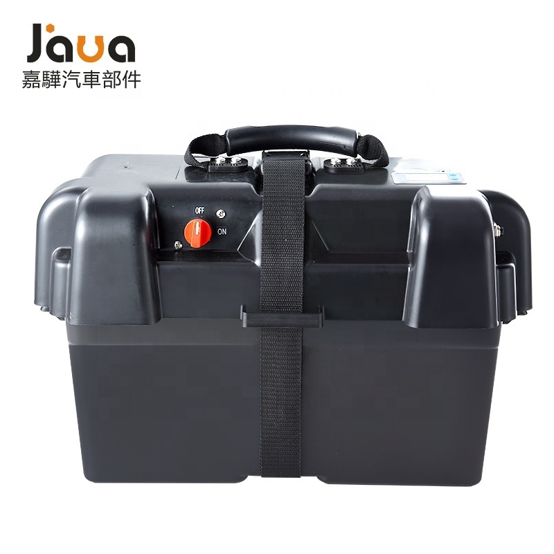 Waterproof Truck Battery Box Portable Plastic Good Quality 12V Camping Box IP65 200 Pcs Socket Option Black 35*18*20 CN;ZHE CE