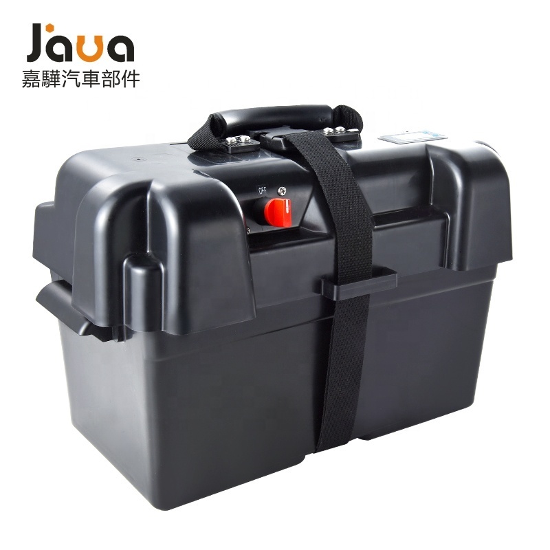 Waterproof Truck Battery Box Portable Plastic Good Quality 12V Camping Box IP65 200 Pcs Socket Option Black 35*18*20 CN;ZHE CE