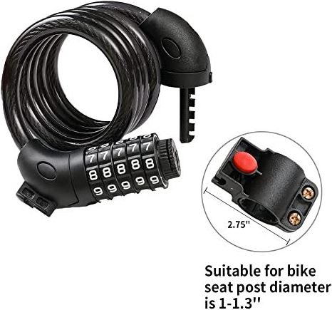 Bike Cable Locks, with mounting Bracket,4 Feet Coiled Secure Resettable Combination Bike lock