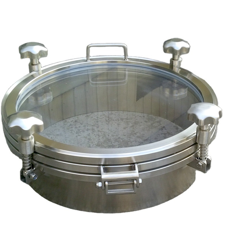 CNJS New High-Quality Stainless Steel Manway Polishing Round Tank Sight Glass Sanitary Manhole Cover