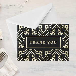 4 x 6'' photo size 100 bulk blank note thank you cards black gold with envelopes