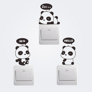 Living room decoration creative bedroom panda cute wall sticker self adhesive vinyl sticker, switch decoration sticker