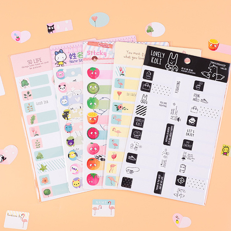 2020 cute cartoon personal scrapbooking stickers tag waterproof name sticker for school stationery