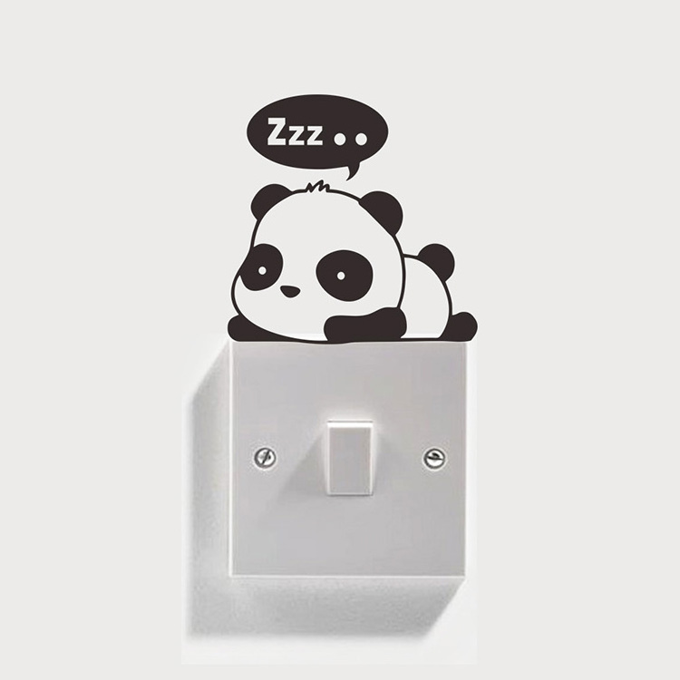 Living room decoration creative bedroom panda cute wall sticker self adhesive vinyl sticker, switch decoration sticker