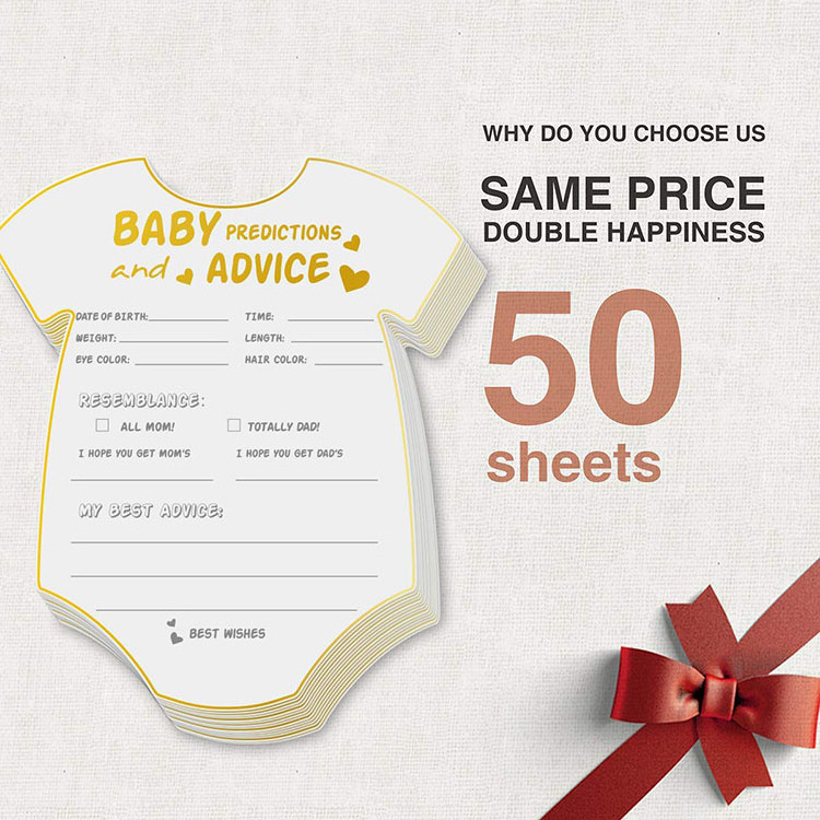 Custom 5 x 6 inches 50 new parent message advice and prediction cards baby shower game