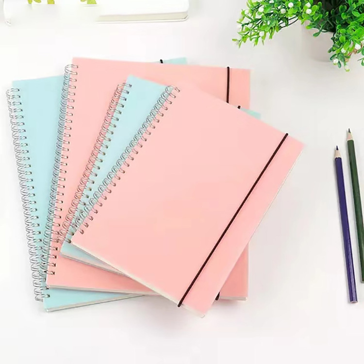 Color  PP Material cover silver double coil ring a5 spiral notebook