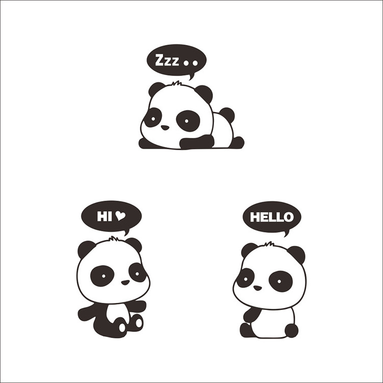 Living room decoration creative bedroom panda cute wall sticker self adhesive vinyl sticker, switch decoration sticker