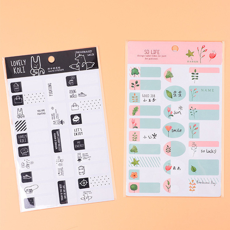 2020 cute cartoon personal scrapbooking stickers tag waterproof name sticker for school stationery