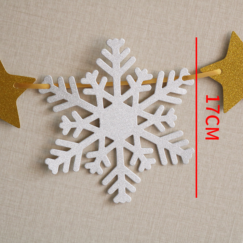 Merry Christmas Glitter Merry Christmas party garland Christmas decoration bunting, stars Pull Flower Snowflake banner