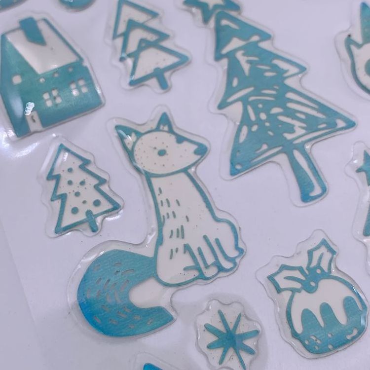 christmas  Animal epoxy Sticker Cute Kawaii Decal Decorative Decals Adhesive Decals for Paper Stickers