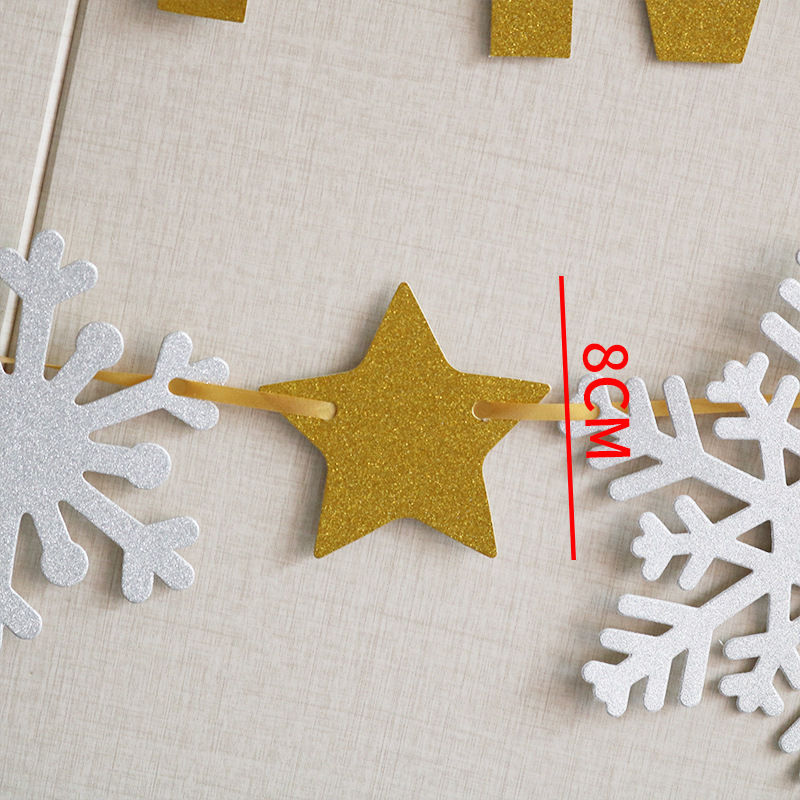 Merry Christmas Glitter Merry Christmas party garland Christmas decoration bunting, stars Pull Flower Snowflake banner