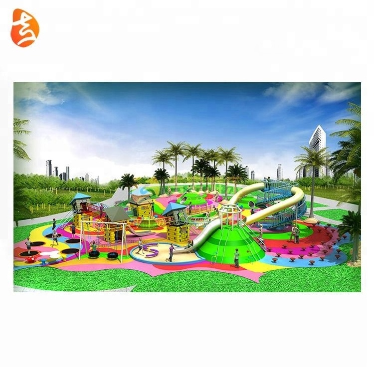 New product large children amusement park outdoor playground equipment with climbing/swing/slide/trampoline