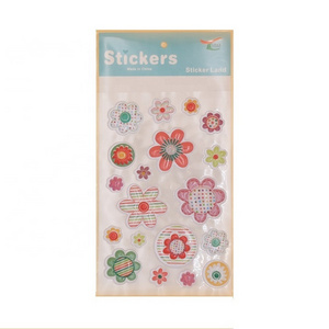 Hot Selling Custom 3D Sticker New Design Colorful Cute Flowers And Stars Plastic Sticker Blister Sticker