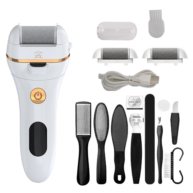 JINDING Foot scrubber with interchangeable head electric foot grinder callus remover