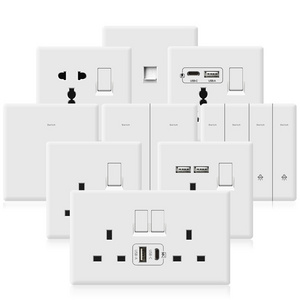 UK Malta Ultra Thin 1/2/3/4 gang PC White Wall Electrical Switch 18W smart Quick Type C USB Sockets 13A Wall Power outlet Plug