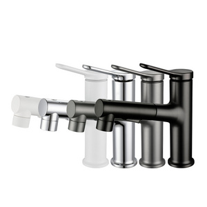 Bathroom Pull Out Sink Faucet Hot and Cold Water Mixer Faucet White/Black/Gray Deck Mounted Basin Faucets 3 Way Wash Gargle Taps