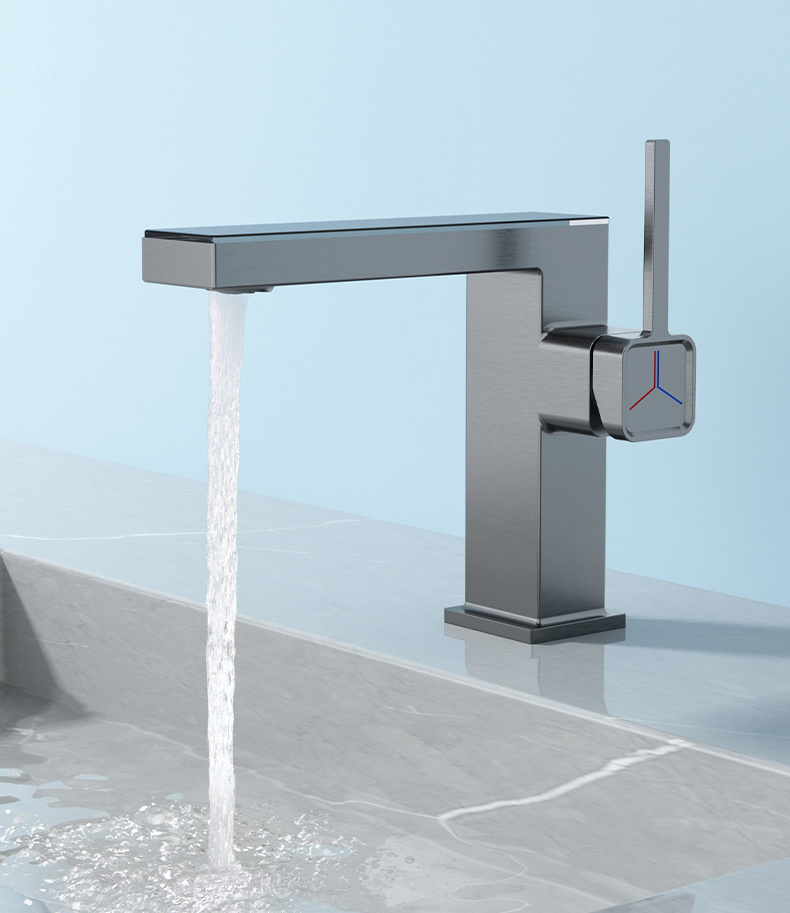 New Design Modern Washbasin Faucet Black Mixer Smart Digital Basin Water Tap Bathroom LED Faucet