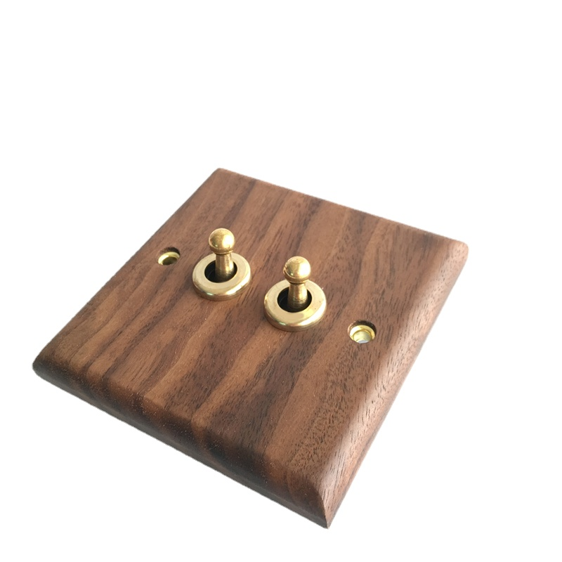 North American style solid wood old retro brass light switch  1gang3way  wall sockets and switches uk