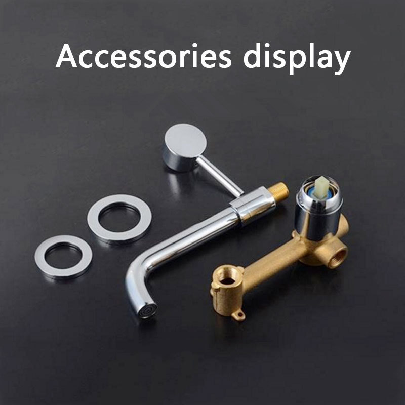 Stainless Steel 2 Hole Basin Faucet Wall Mounted, Matt Gold Bathroom Hot and Cold Single Handle Basin Faucet