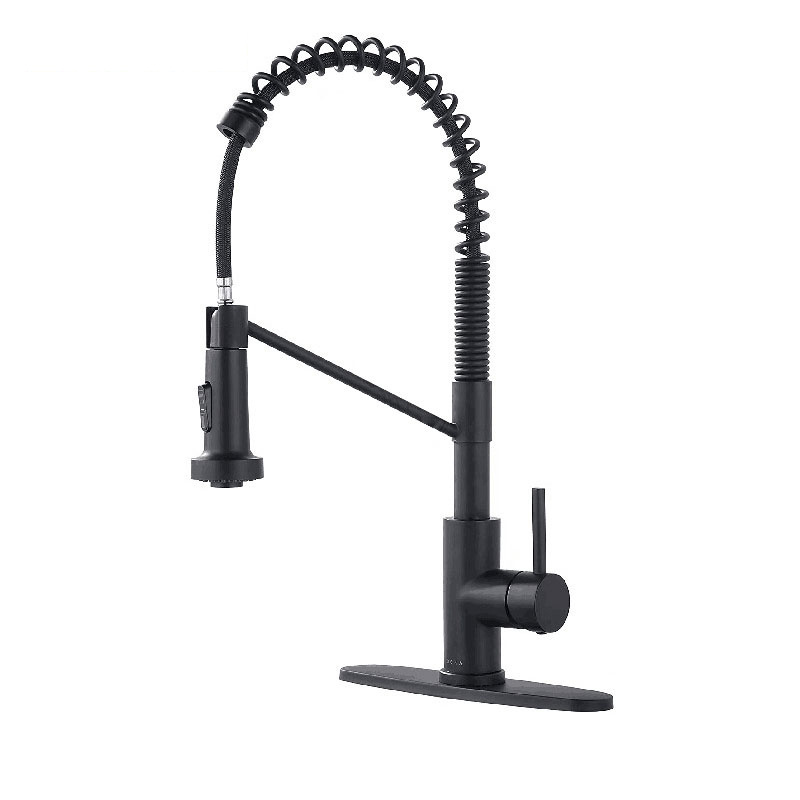 Factory Price Direct Sale Stainless Steel Countertop Installation Spring Bridge Spray Kitchen Faucet,Black Faucet Kitchen