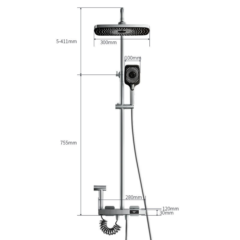 Top 3 Best Selling Bathroom Wall-Mounted Hot Cold Shower Faucet Digital Thermostatic  Four Function Piano Key Shower Set