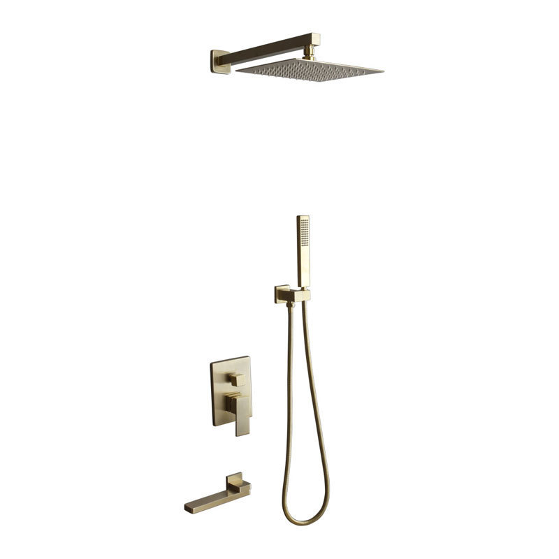 3 Way Concealed Gold Shower Set,Bathroom Hidden Shower System Set,Wall Mounted Bathtub Rain Shower Head Set