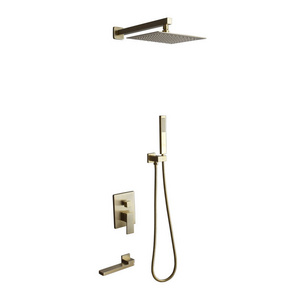 3 Way Concealed Gold Shower Set,Bathroom Hidden Shower System Set,Wall Mounted Bathtub Rain Shower Head Set