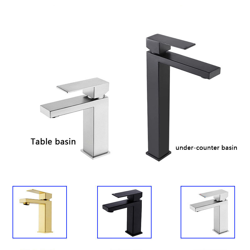 Basin Faucet Sus Bathroom Faucets Black/Gold/Brushed/Chrome Hot&Cold Mixer Basin Taps Single Hole Single Handle Washbasin Faucet