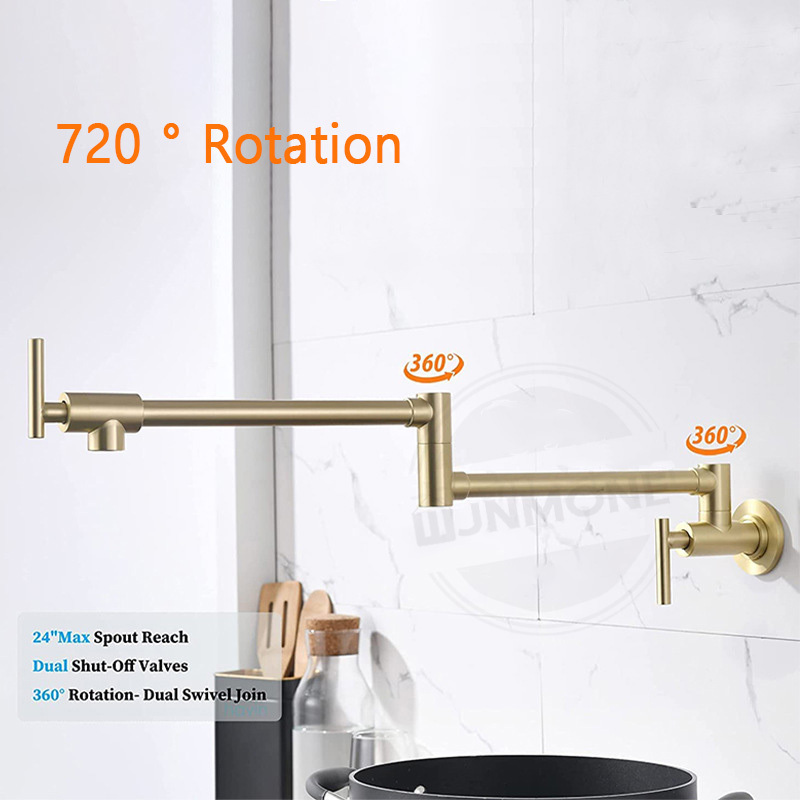 Nickel Brushed Filler Faucet,Wall Mount Single Hole Rotatable Folding Kitchen Sink Faucet SUS 304 Stainless Steel Kitchen Tap