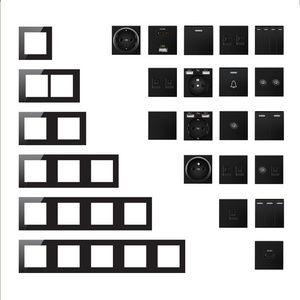 Black multiple frame wall switch socket combination, EU French electrical socket, RJ45 module DIY personality light switch