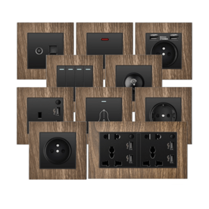 Eu Retro wall lamp switch,universal power point with usb,Wood grain color USB Wall Socket electrical supplies