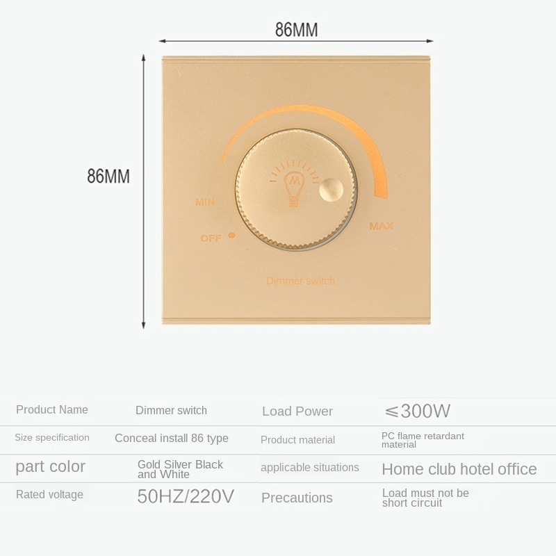 Wall-mounted LED dimmer on/off switch dimming 15-300W AC 220V-250V Wall Dimmer switch for led lights