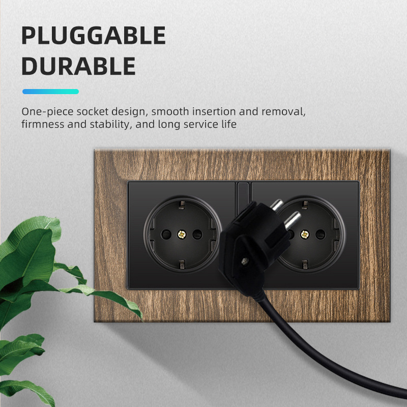 Eu Retro wall lamp switch,universal power point with usb,Wood grain color USB Wall Socket electrical supplies