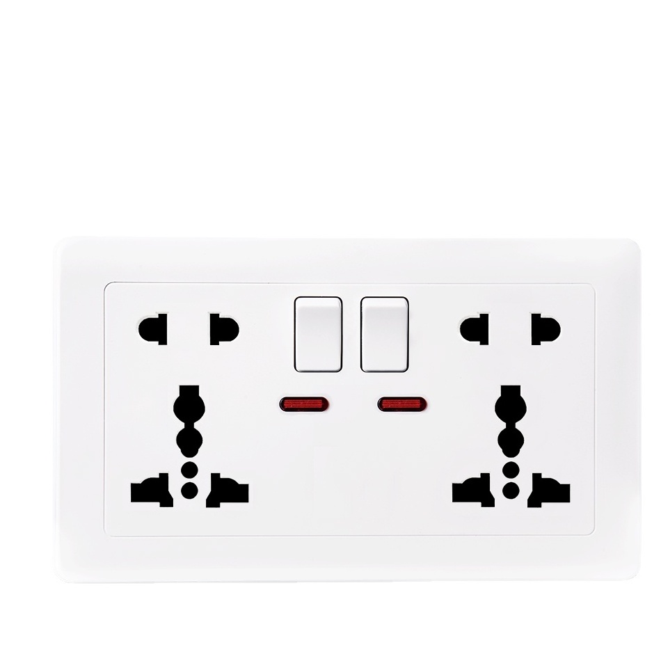 White double 10 pin wall socket panel, universal socket and plug adapter, 220V 13A switch with power outlet