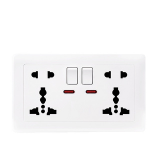 White double 10 pin wall socket panel, universal socket and plug adapter, 220V 13A switch with power outlet