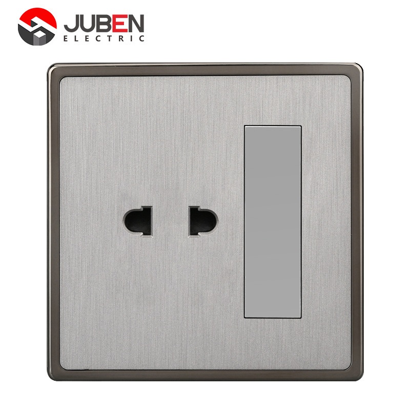 British standard modern gray brushed panel blank board household electric wall light switch socket