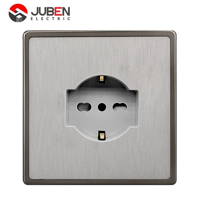 British standard modern gray brushed panel blank board household electric wall light switch socket