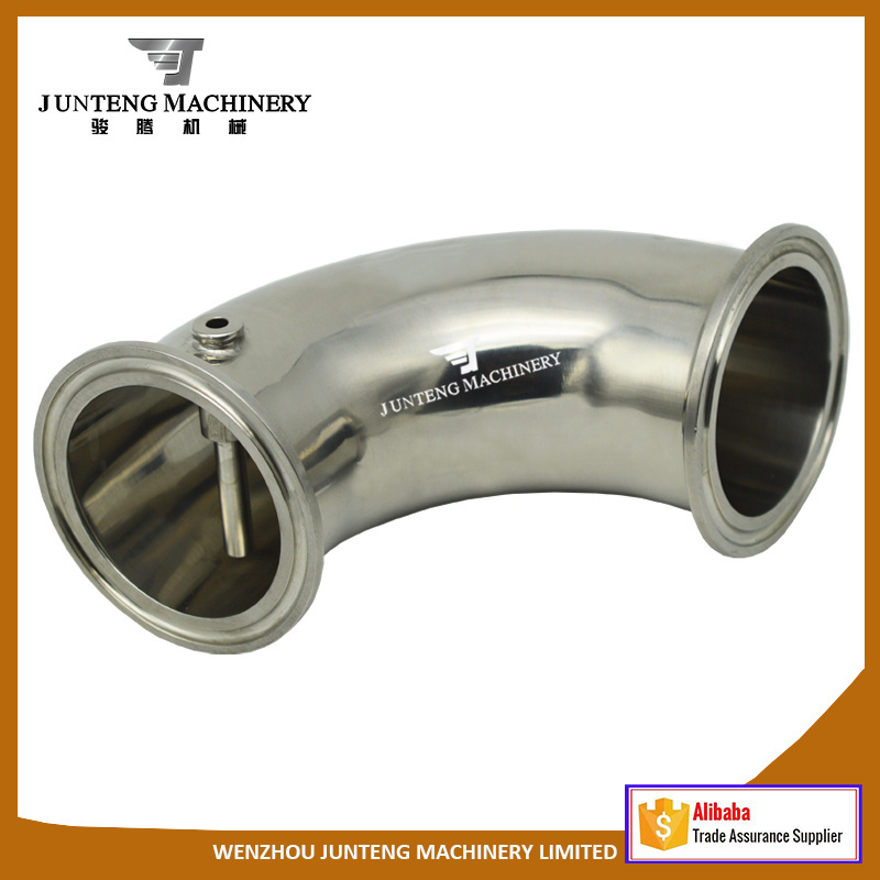 Sanitary SS304/ 316L Stainless Steel Tri Clamp 90 Degree Elbow with Thermowell