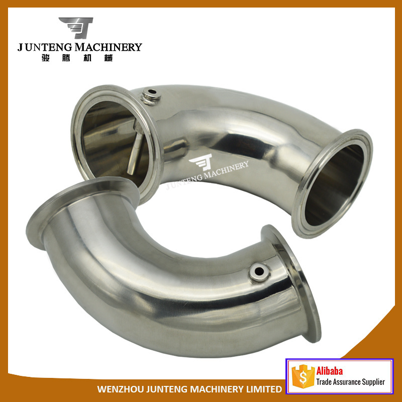 Sanitary SS304/ 316L Stainless Steel Tri Clamp 90 Degree Elbow with Thermowell