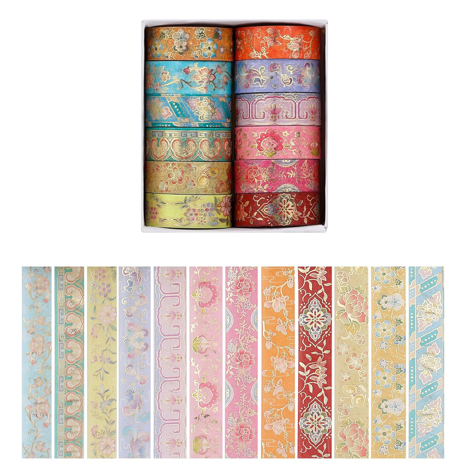 Wholesale Customized Vintage Washi Tape Printing Cute Kawaii Pet Masking Gold Foil Scrapbooking washi tape stationery