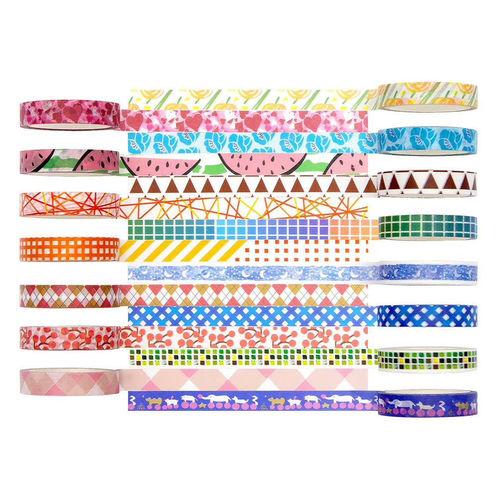 New Products Creative Stationery Diy Washi Tape Printing Pattern Wholesale Eco-Friendly Paper Decoration Tape Adhesive