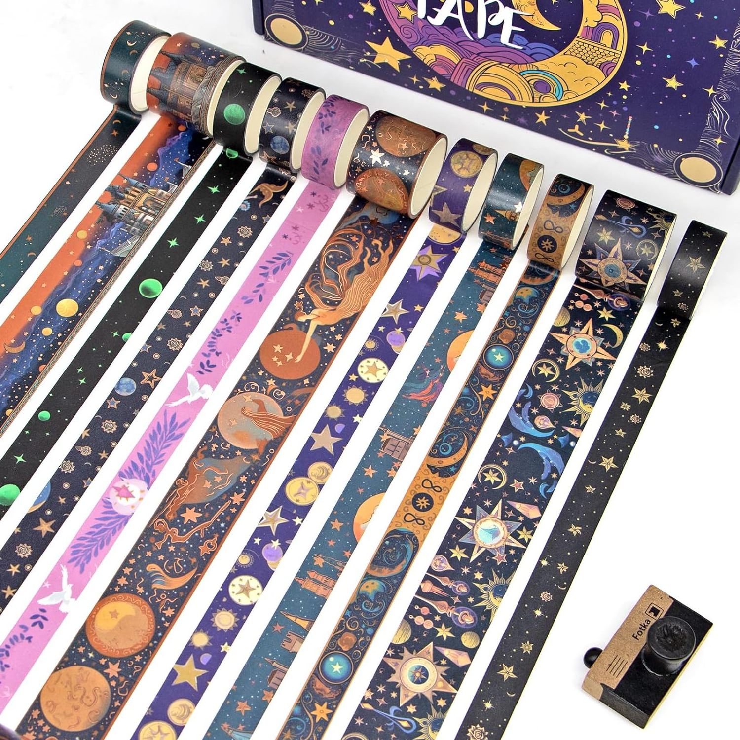 Custom Printed Personalized Design Cute Starry Palace Masking Paper Tape Set Wholesale Decoration Washi Tape Printing