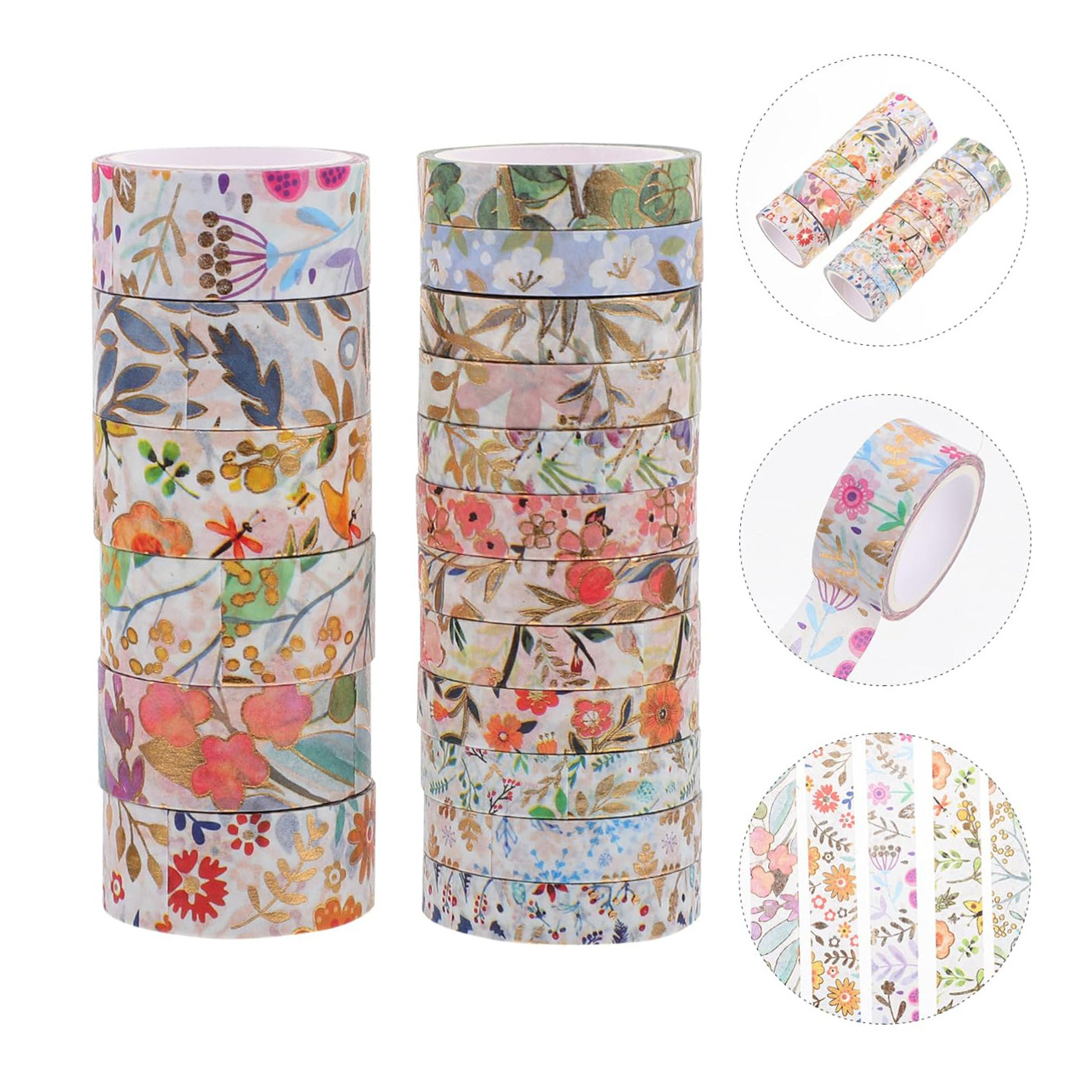 Wholesale Printing Paper Tape Waterproof Gold Foil Flower Texture Party Stationery Decoration New writable washi tape