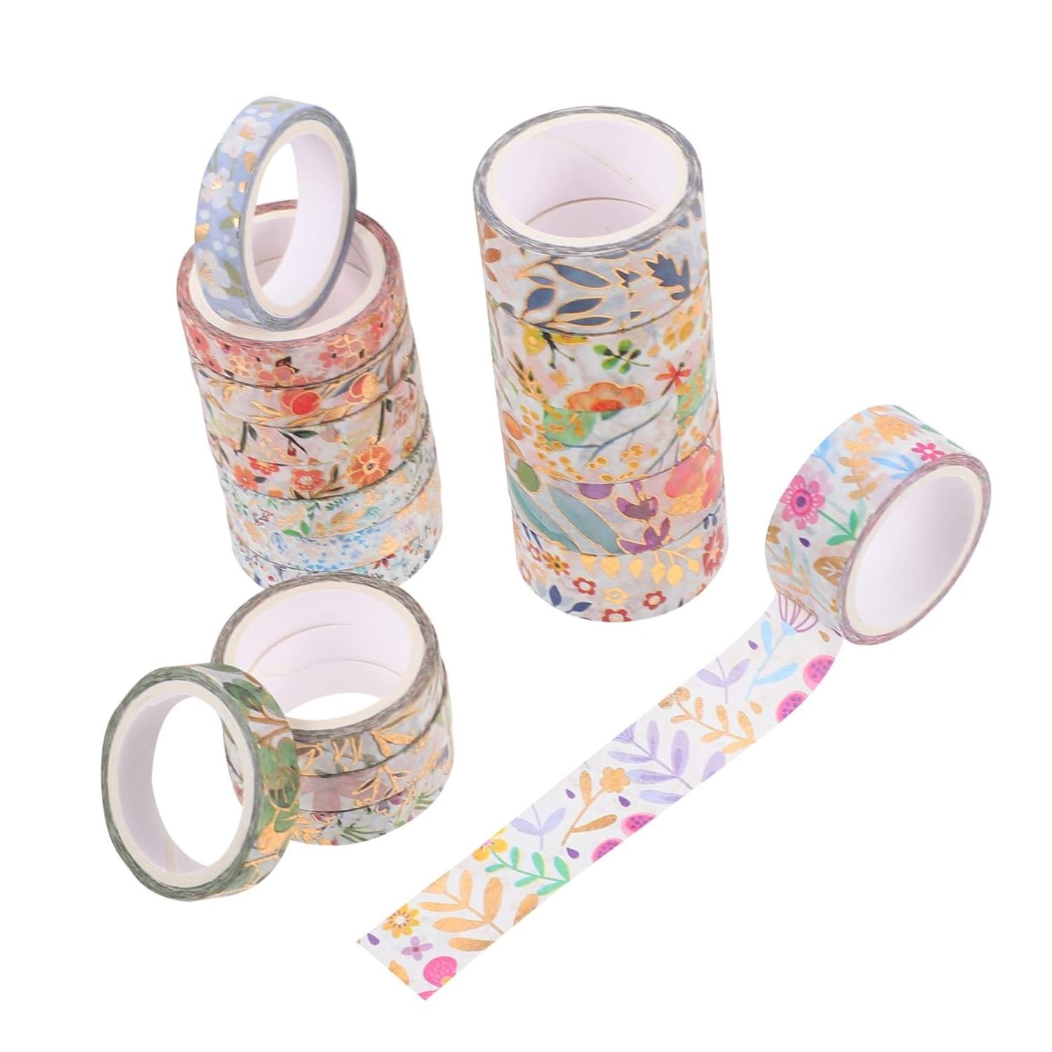 Wholesale Printing Paper Tape Waterproof Gold Foil Flower Texture Party Stationery Decoration New writable washi tape